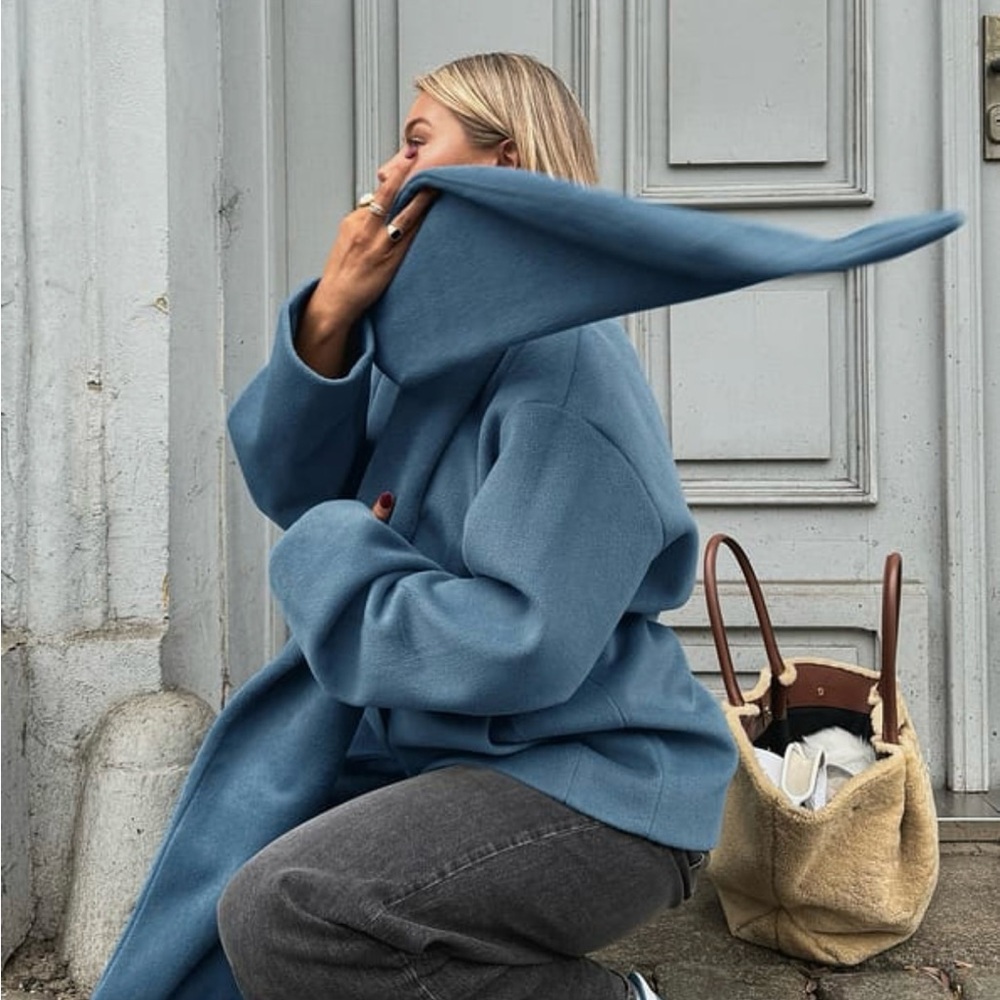 SOLD OUT NA-KD Blue Coat with Scarf
